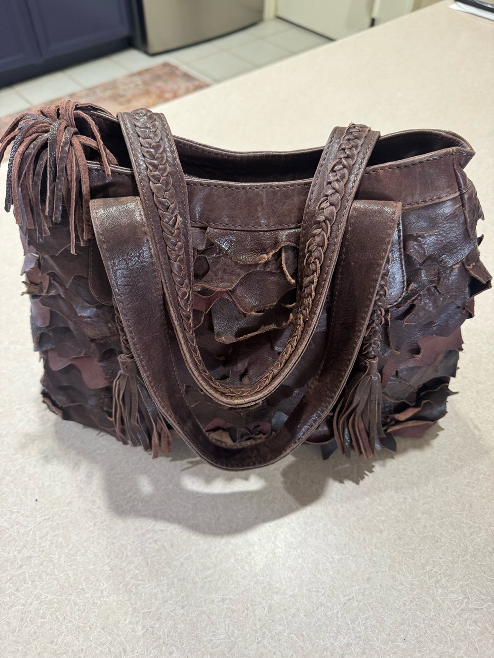 Old Gringo Brown Leather Fringe Tote Bag
